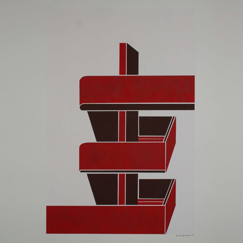 Frida_Starvid_concrete_stairs_on_paper_red 50x70
